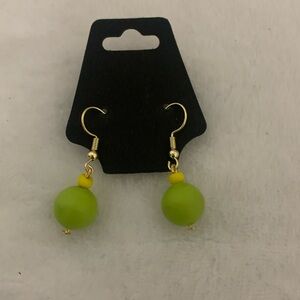Green Bead Drop Earrings